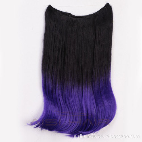 Aisi Hair One Piece Long Natural Straight Hair Extension Multicolor Clip In Heat Resistant Synthetic Fiber Halo Hair Extensions